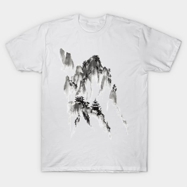 A Japanese Temple In The Foggy Mountain T-Shirt by UrbanBlazeStudio